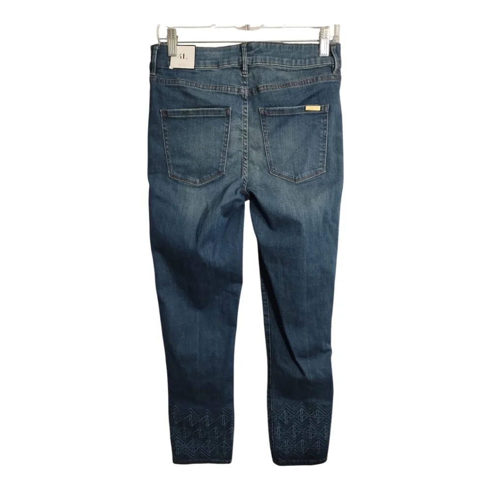 WHBM High Rise Laser Hem Slim Crop Boho Festival Hippie‎ Preppy Jean 4 LONG